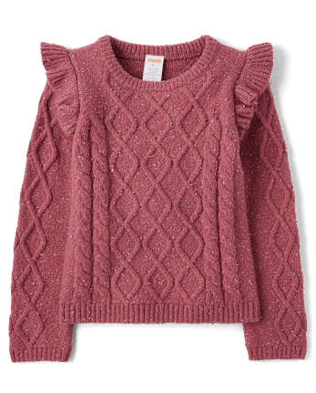 Pull à volants en maille torsadée pour fille - Highland Hills