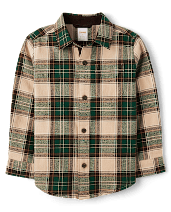 Kids Plaid Button Up Shirt - Fall Celebrations