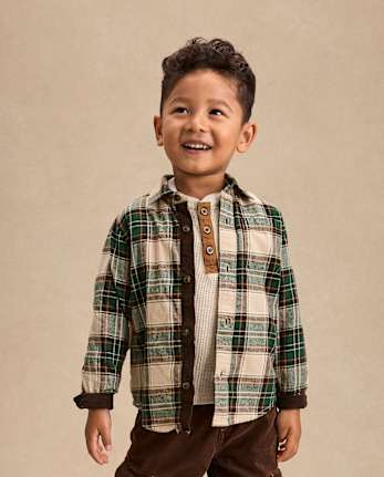 Kids Plaid Button Up Shirt - Fall Celebrations