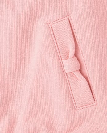 Girls Embroidered Bow Varsity Jacket - Campus Cuties