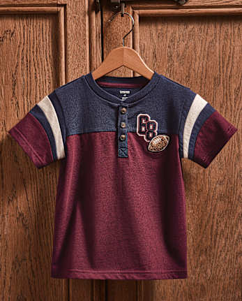 Boys Colorblock Varsity Henley Top - Campus Cuties