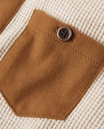 Haut Henley thermique colorblock pour garçon - Little Essentials