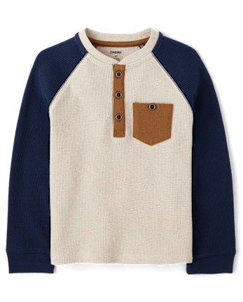 Haut Henley thermique colorblock pour garçon - Little Essentials