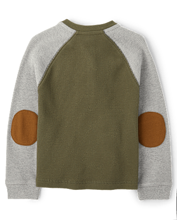 Boys Colorblock Thermal Henley Top - Little Essentials
