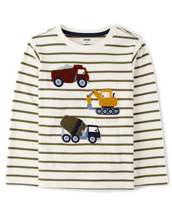 Boys Striped Construction Vehicle Top - Highland Hills