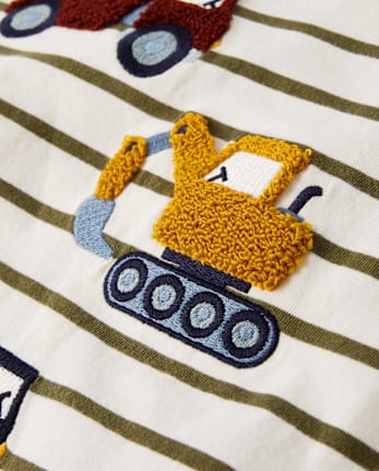 Boys Striped Construction Vehicle Top - Highland Hills