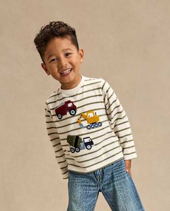 Boys Striped Construction Vehicle Top - Highland Hills