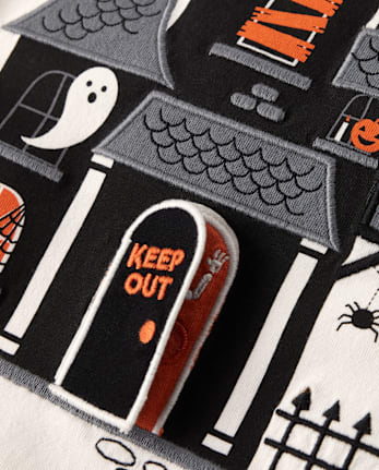 Boys Embroidered Haunted House Raglan Top - Halloween