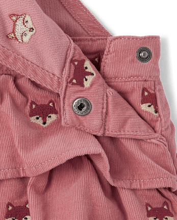 Jupe-culotte en velours côtelé à volants et motif renard brodé pour fille - Highland Hills