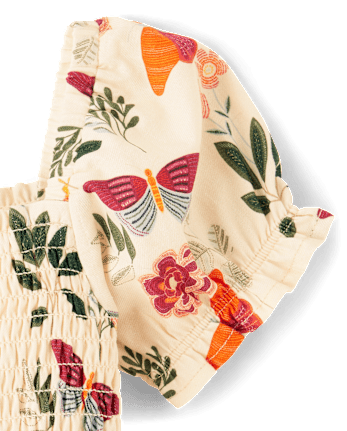 Girls Butterfly Flannel Smocked Dress - Fall Celebrations