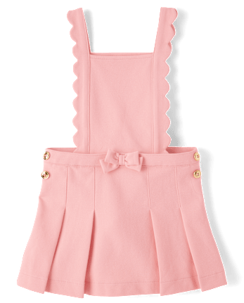 Girls Scalloped Button Ponte Jumper - Campus Cuties