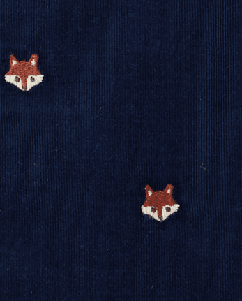 Chemise boutonnée en velours côtelé à motif renard brodé pour garçon - Highland Hills