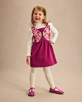Pull en velours côtelé à motif papillon appliqué pour fille - Célébrations d'automne