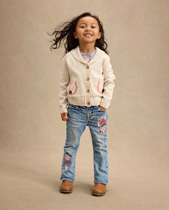 Girls Embroidered Horse Shawl Cardigan - Highland Hills