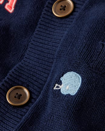 Boys Embroidered Varsity Cardigan - Campus Cuties