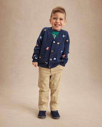 Boys Embroidered Varsity Cardigan - Campus Cuties