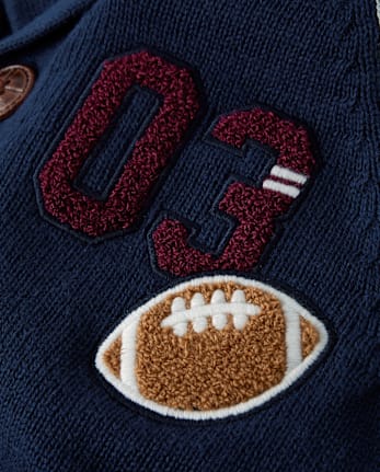 Boys Embroidered Varsity Cardigan - Campus Cuties