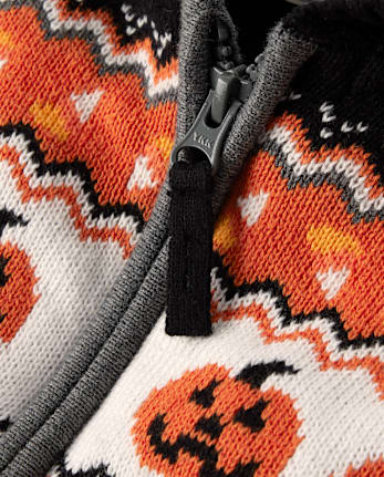 Boys Halloween Fairisle Fleece Zip Up Hoodie - Halloween