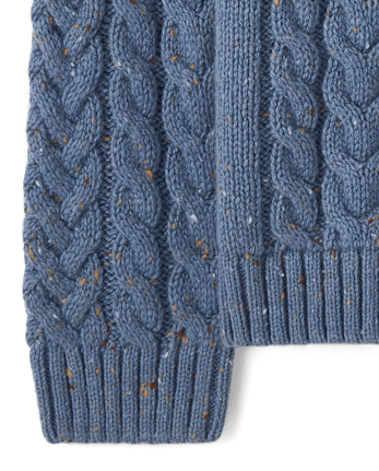 Boys Textured Cable Knit Mock Neck Sweater - Little Essentials