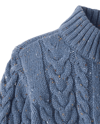 Boys Textured Cable Knit Mock Neck Sweater - Little Essentials
