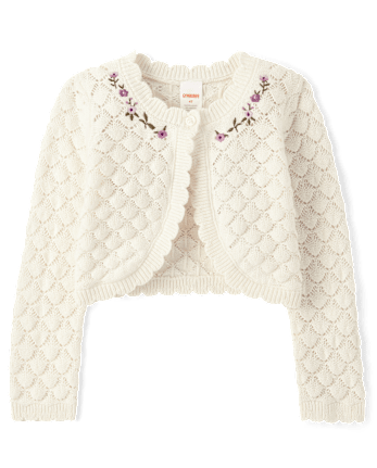 Girls Embroidered Floral Pointelle Cardigan - Magical Meadows