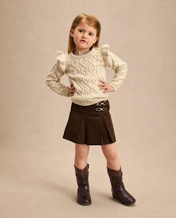 Girls Pleated Buckle Corduroy Skort - Highland Hills