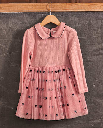 Robe tutu en pointelle brodée avec nœud pour fille - Campus Cuties