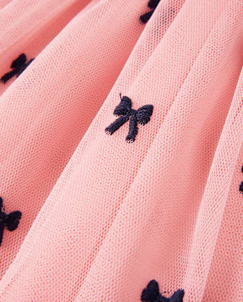Girls Embroidered Bow Pointelle Tutu Dress - Campus Cuties