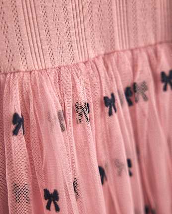 Robe tutu en pointelle brodée avec nœud pour fille - Campus Cuties