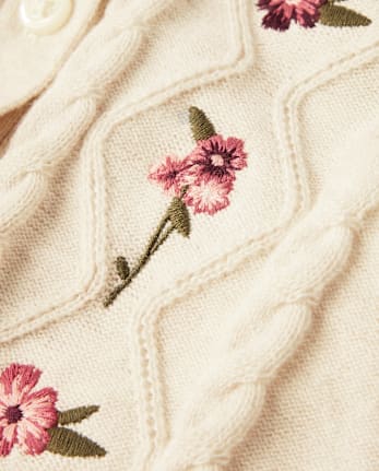 Cardigan en maille torsadée à fleurs brodées pour bébé fille - Homegrown by Gymboree