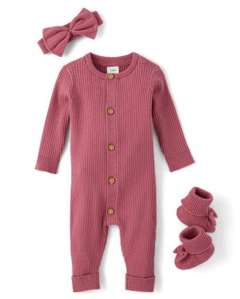 Ensemble 3 pièces barboteuse côtelée pour bébé fille - Homegrown by Gymboree