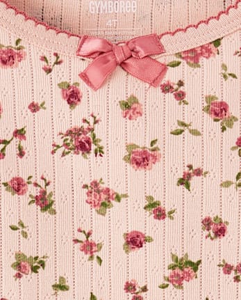 Girls Floral Snug Fit Pointelle Pajamas - Gymmies