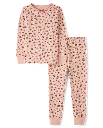 Girls Floral Snug Fit Pointelle Pajamas - Gymmies
