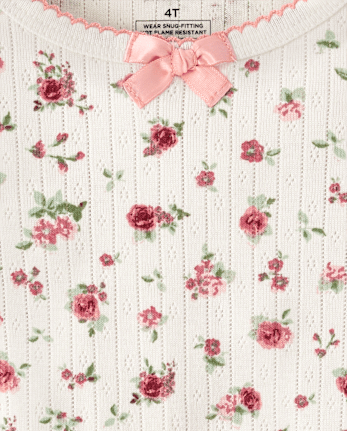 Girls Floral Snug Fit Pointelle Pajamas - Gymmies