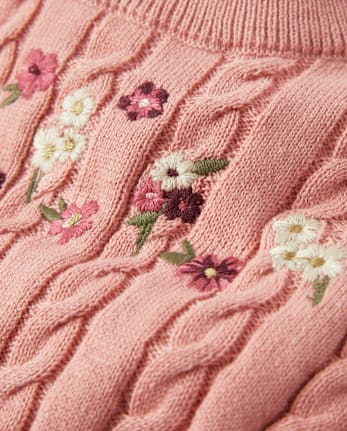 Baby Girls Embroidered Floral Cable Knit Sweater 3-Piece Outfit Set - Homegrown by Gymboree