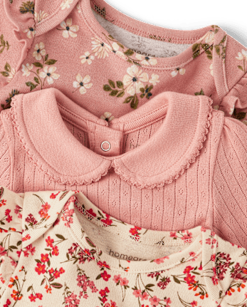 Lot de 3 bodies Henley fleuris pour bébé fille - Homegrown by Gymboree