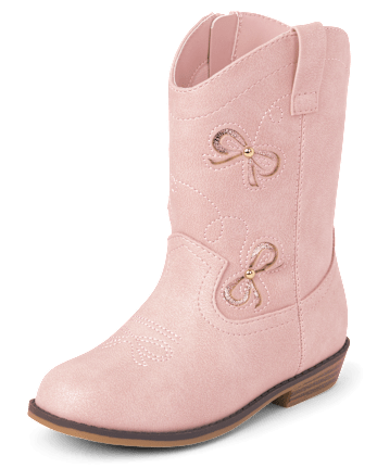 Girls Embroidered Bow Cowgirl Boots - Little Essentials