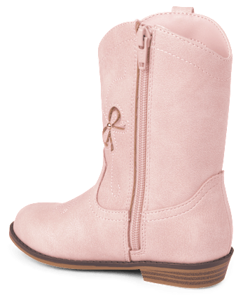 Girls Embroidered Bow Cowgirl Boots - Little Essentials