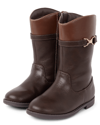Girls Contrast Buckle Tall Boots - Little Essentials