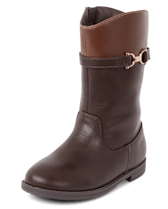 Girls Contrast Buckle Tall Boots - Little Essentials