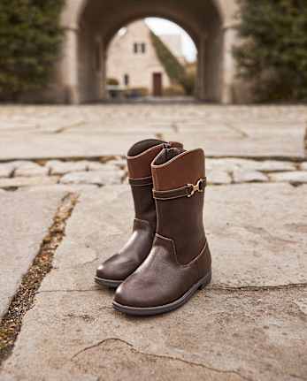 Girls Contrast Buckle Tall Boots - Little Essentials