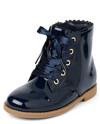 Girls Scalloped Lace Up Boots - Little Essentials
