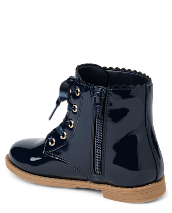 Girls Scalloped Lace Up Boots - Little Essentials