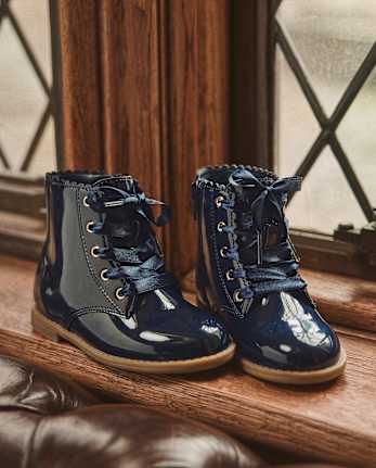 Girls Scalloped Lace Up Boots - Little Essentials