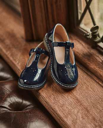 Girls Perforated T-Strap Mary Jane Shoes - Campus Cuties