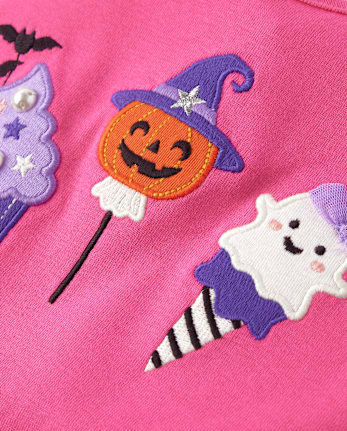 Girls Embroidered Halloween Dessert Top - Halloween