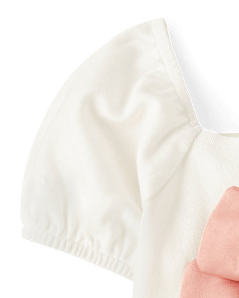 Girls Oversized Bow Puff Sleeve Top - Campus Cuties