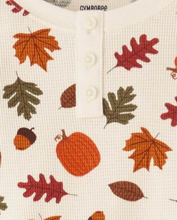 Kids Leaf Snug Fit Thermal Henley Pajamas