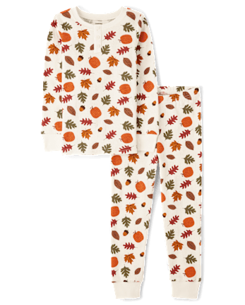 Kids Leaf Snug Fit Thermal Henley Pajamas - Gymmies