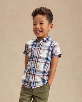 Chemise boutonnée en popeline à carreaux pour garçon - Campus Cuties